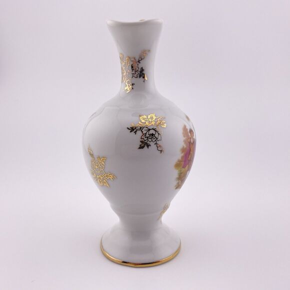 Limoges porcelain ewer,  small pitcher or vase Courting Couple - Picture 7 of 10